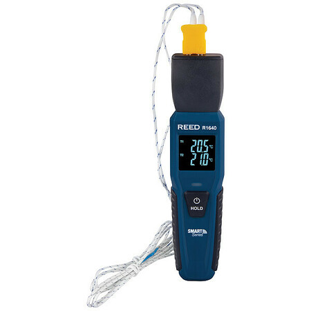 REED INSTRUMENTS Thermocouple Thermometer, 2 Channels R1640