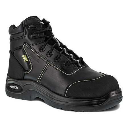 REEBOK Work Boots, 8 Sz, W, Blk, 6 in. H, Womens, PR RB655