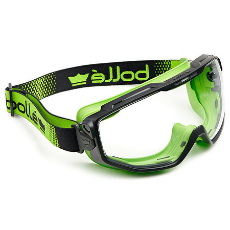 BOLLE SAFETY Safety Goggles, Black/Green Frame, Univ. UNIVGN11W