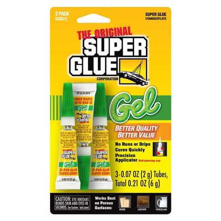 Super Glue Instant Adhesive, Original Gel Series, Clear, 0.07 oz, Tube 3 PK SGG23-48
