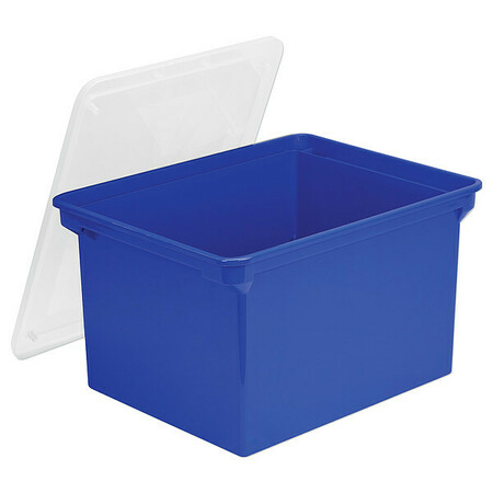 STOREX File Storage Box, Snap On Lid, Blue/Clear 61554U01C