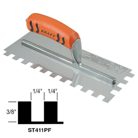 SUPERIOR TILE CUTTER AND TOOLS Trowel, Sqr Notch, For Ceramic/Quarry Tile ST411PF