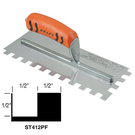 SUPERIOR TILE CUTTER AND TOOLS Trowel, Sqr Notch, For Lrg Ceramic/Quarry ST412PF