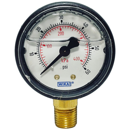 WIKA Pressure Gauge, 0 to 60 psi, 1/4 in MNPT, Black 113.13.20.60.L
