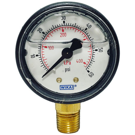 Wika Pressure Gauge, 0 to 60 psi, 1/4 in MNPT, Black 113.13.20.60.L