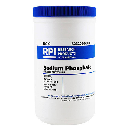 RPI Sodium Phosphate Dibasic Anhydrous, 500g S23100-500.0