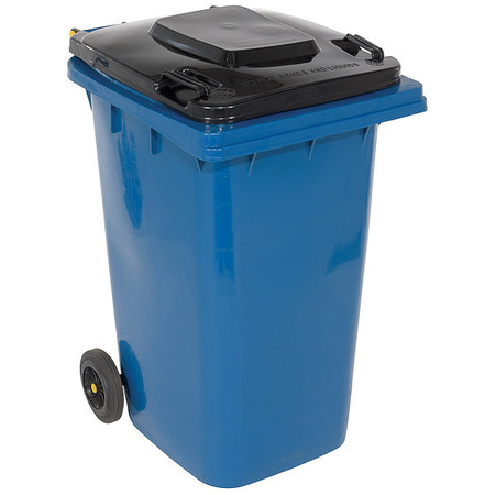 Vestil 64 gal Square Trash Can, Blue, Lift Up, HDPE TH-64-BLU