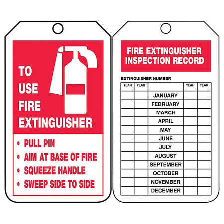 ACCUFORM Fire Extinguisher Tag, 5-3/4x3-1/4 in, Plastic, 25/PK TRS218PTP