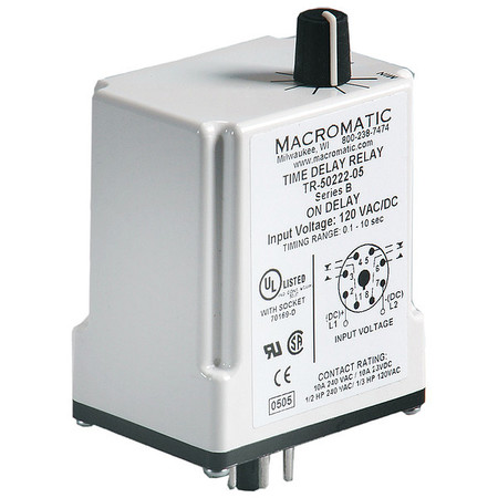 MACROMATIC Time Delay Relay, 120VAC/DC, 10A, DPDT TR-50522-08