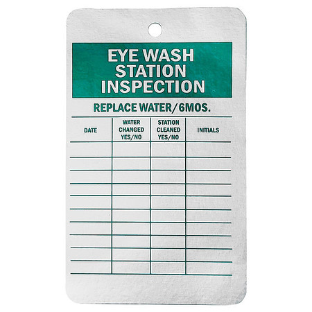 See All Industries Eye Wash Sta Inspection Tag, Al, PK25 TUF-EYE