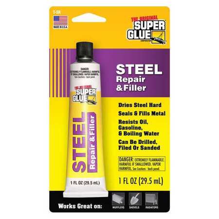 Super Glue Gray Steel Repair And Filler, 1 fl. oz. T-SR48