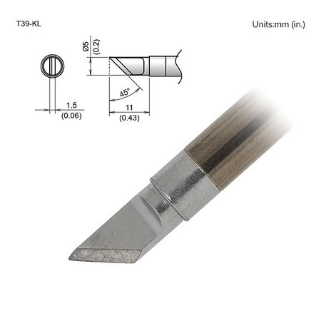 HAKKO Tip, Knife, 5mm/45Deg X 11mm, FX-9701/9702 T39-KL