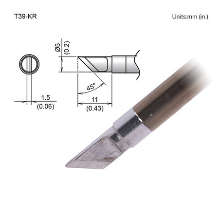 HAKKO Tip, Knife, 5mm/45Deg X 11mm, FX-9701/9702 T39-KR