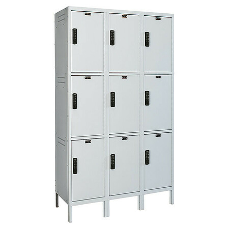 HALLOWELL Wardrobe Locker, 45 in W, 18 in D, 78 in H, (3) Tier, (3) Wide, Light Gray UELBP3588-3A-PL
