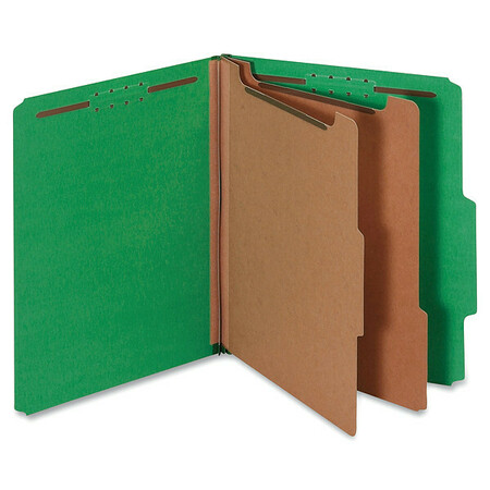 Zoro Select Pressboard Classification Folder 8-1/2 x 11", Green, PK10 UNV10302