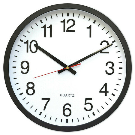 UNIVERSAL Round Wall Clock, Black, 12.5" dia. UNV10431