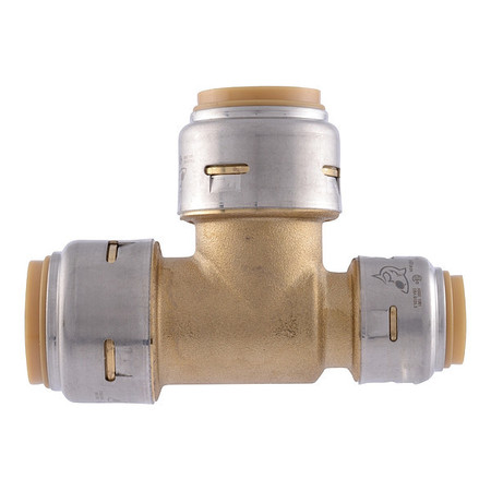 SHARKBITE MAX Reducing Tee, Brass, , 3/4in Size A Pipe Sz UR444