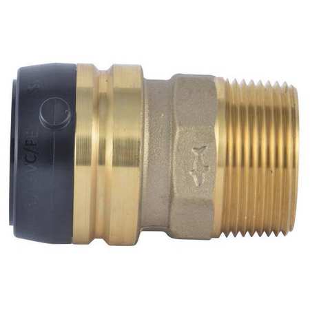 SHARKBITE Male Connector, 1-1/4 in Tube Size, Brass, Brass UXL113532M