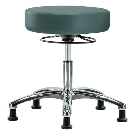 BLUE RIDGE ERGONOMICS Desk Stool, Vinyl, Chrome, Glides, Blu BR-VDHSO-CR-RG-8546