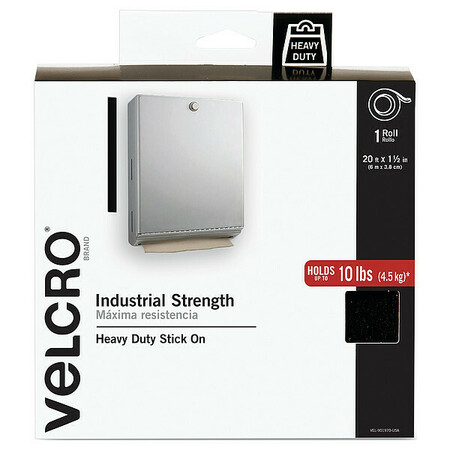 VELCRO BRAND Reclosable Fastener, 15 ft, 2 in Wd, Black 90197