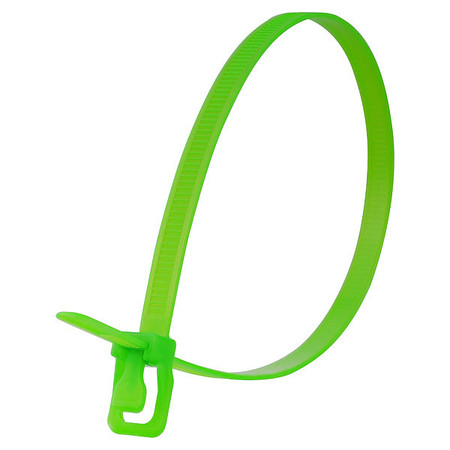 RETYZ Releasable Tie, Fluor. Green, Nylon, PK100 WKT-S18FG-TA