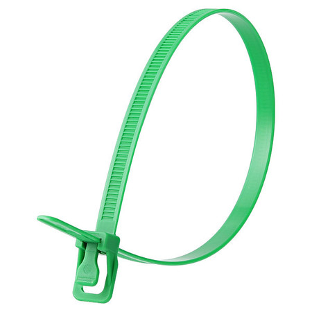 RETYZ Releasable Tie, Green, Nylon, PK100 WKT-S14GN-TA