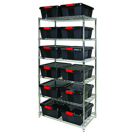 QUANTUM STORAGE SYSTEMS Shelving Unit, Wire WR6-191507BK