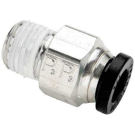 PARKER Push-to-Connect, Threaded Push-to-Connect Fitting, Brass, Silver W68PLP-2-4