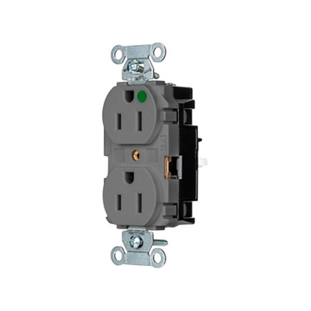 HUBBELL Receptacle, 1/2 hp, 125V AC, NEMA 5-15R 8200STGY