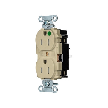 HUBBELL Receptacle, 1/2 hp, 125V AC, NEMA 5-15R 8200STITR