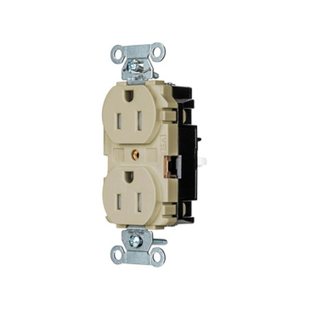 HUBBELL Receptacle, 1/2 hp, 125V AC, NEMA 5-15R BR15STITR