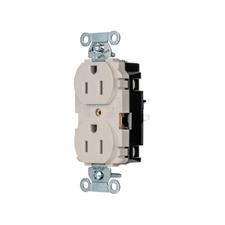 HUBBELL Receptacle, 1/2 hp, 125V AC, NEMA 5-15R BR15STLA