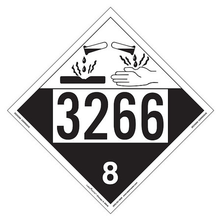 LABELMASTER Corrosive Placard, UN 3266, PK25 ZEZ43266