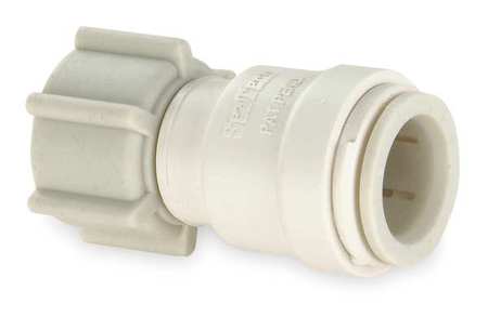 WATTS Push-to-Connect, Threaded Female Adapter, 1/2 in Tube Size, Polysulfone, White 3510-1008