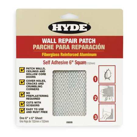 Hyde Tools Self-Adhesive Aluminum Drywall Patch, 6 x 6