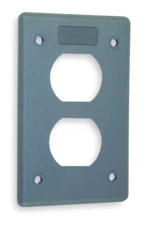 HUBBELL Duplex Opening Wall Plates, Number of Gangs: 1 Thermoplastic, Light Texture Finish, Gray HBLP8FS