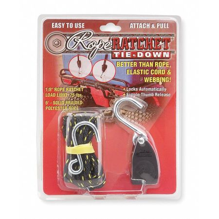 ROPE RATCHET Rope Ratchet, Hook, 6 ft.L, Polyester 10001