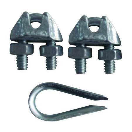DAYTON Wire Rope Clip and Thimble Kit, 3/8 In, SS 1DKL4