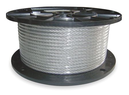 DAYTON Cable, 1/8 In, L250Ft, WLL420Lb, 1x19, Steel 2RZY8