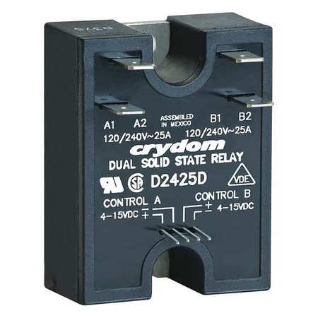 CRYDOM Dual Solid State Relay, 4 to 15VDC, 40A D2440D