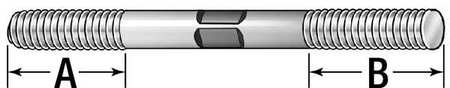 Te-Co Double-End Threaded Rod, 5/8"-11 Thread to 5/8"-11 Thread, 1 ft, Steel, Black Oxide, 2 PK 40817