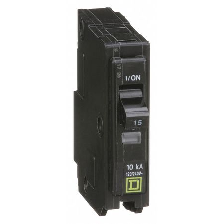 SQUARE D Miniature Circuit Breaker, QO Series 15A, 1 Pole, 120/240V AC QO115