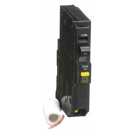 SQUARE D Miniature Circuit Breaker, QO Series 15A, 1 Pole, 120V AC, A Curve QO115GFI