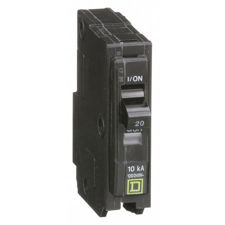 Square D Miniature Circuit Breaker, QO Series 20A, 1 Pole, 120/240V AC QO120