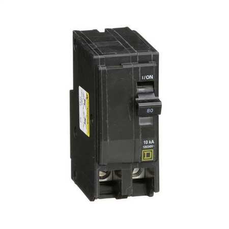 Square D Miniature Circuit Breaker, QO Series 80A, 2 Pole, 120/240V AC QO280