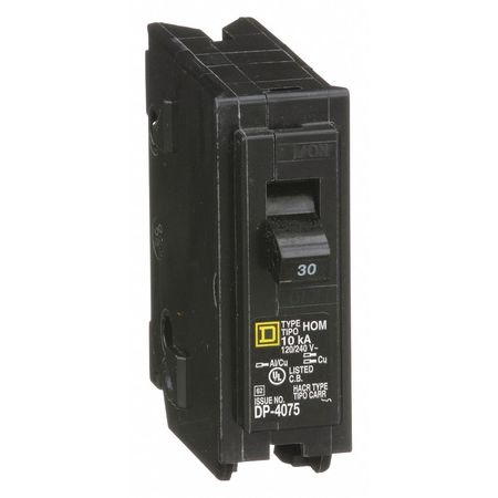 Square D Miniature Circuit Breaker, HOM Series 30A, 1 Pole, 120/240V AC HOM130