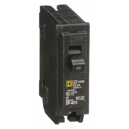 Square D Miniature Circuit Breaker, HOM Series 40A, 1 Pole, 120/240V AC HOM140