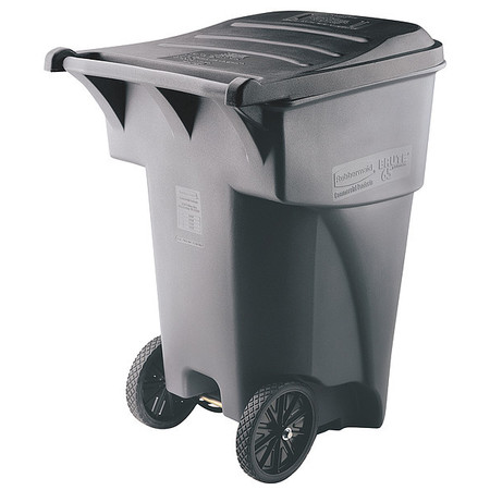 Rubbermaid Commercial 95 gal Rectangular Trash Can, Gray, 28 3/4 in Dia, Lift Up, HDPE/MDPE FG9W2200GRAY
