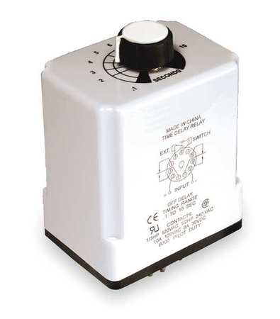 Dayton Time Delay Relay, 120VAC/DC, 10A, DPDT 1EGC3