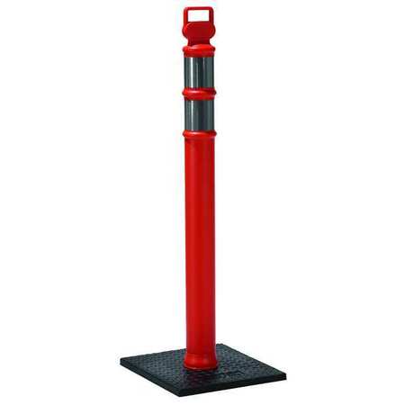 ZORO SELECT Delineator Post with Base, Polyethylene, 45 in H, Orange, High-Intensity Prismatic, Grabber Top 03-747RBCG